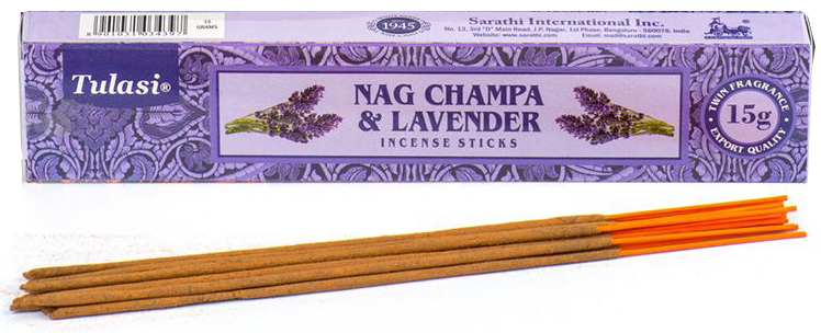 Tulasi Lavender & Nag Champa Incense Sticks - 15g Pack
