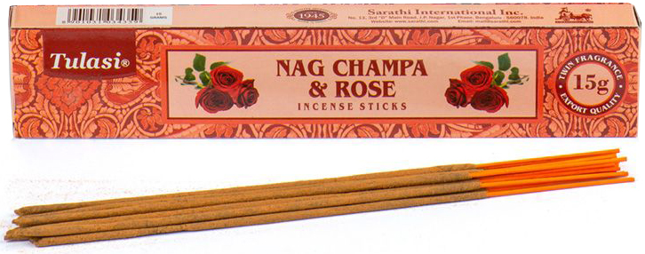 Tulasi Rose & Nag Champa Incense Sticks - 15g Pack