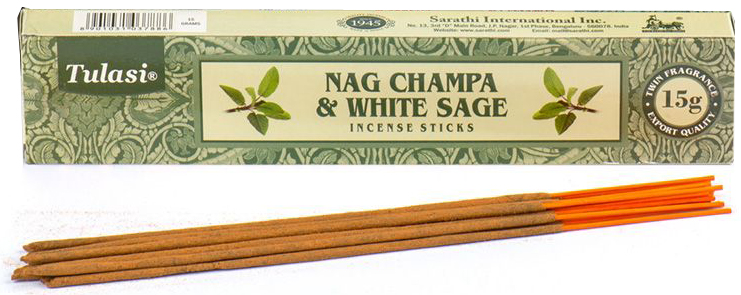 Tulasi White Sage & Nag Champa Incense Sticks - 15g Pack