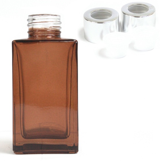 100 ml Square Long Reed Diffuser Bottlle & Lid - Amber
