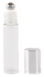Roll on clear bottle with a shiny silver cap - 15ml Bottle Size
