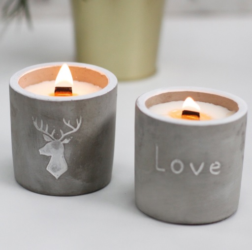 Concrete Wooden Wick Candles