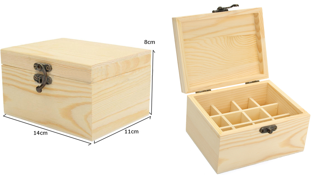 12 Slots Essential Oil Wooden Box Aromatherapy Oils Storage Case