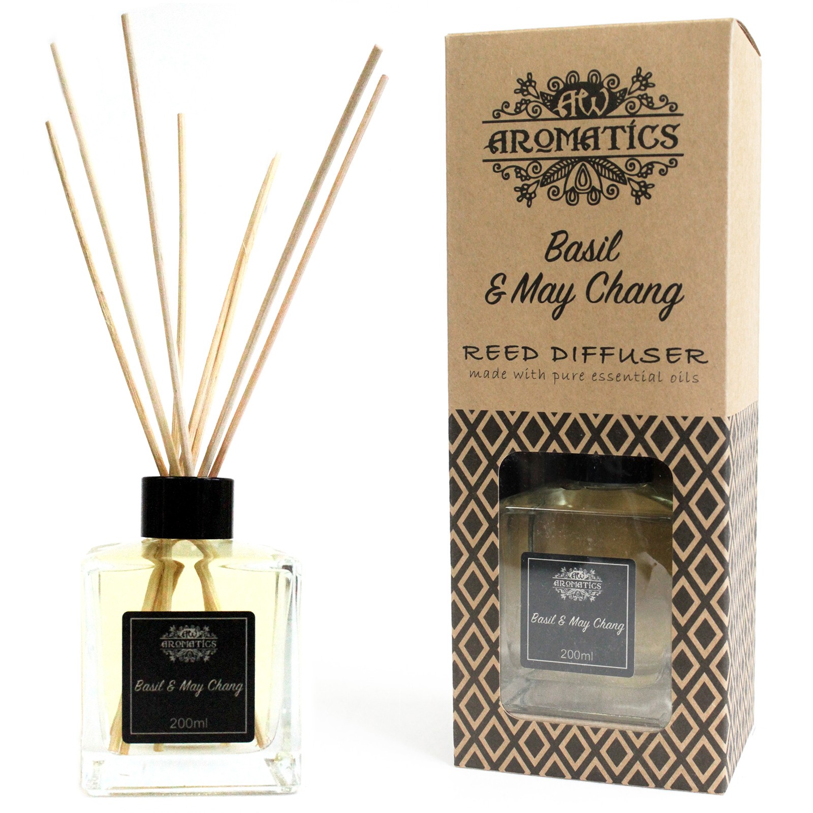 200ml Essential Oil Reed Diffuser - Basil & May Chang