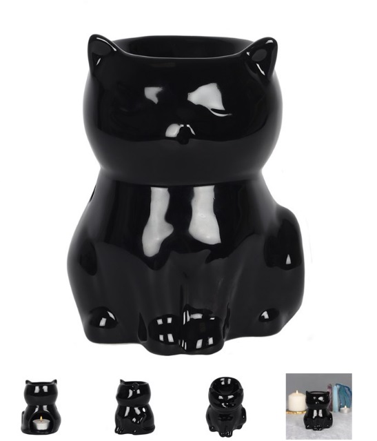 Black Cat Ceramic Butterfly Oil Burner