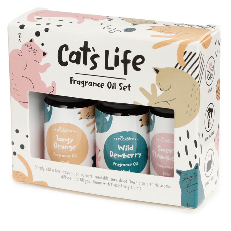 Cat's Life Set of 3 Fragrance Oils - Orange, Strawberry, Dewberry
