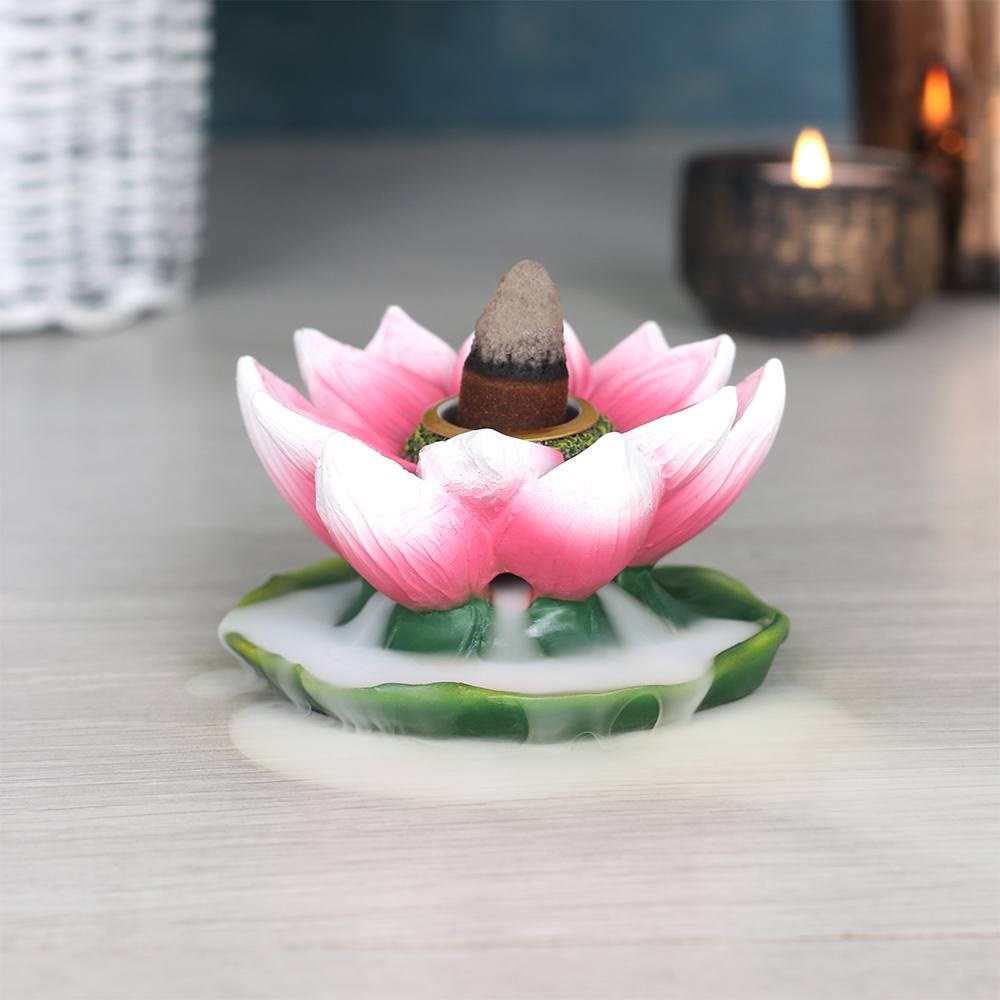 Coloured Lotus Flower Backflow Incense Burner - With 10 x Free Cones