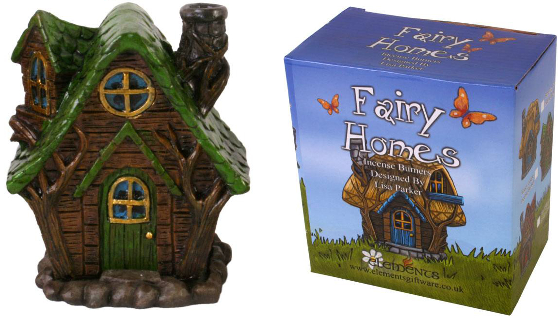 Green, Woody Lodge - Fairy House Incense Cone Holder by Lisa Parker