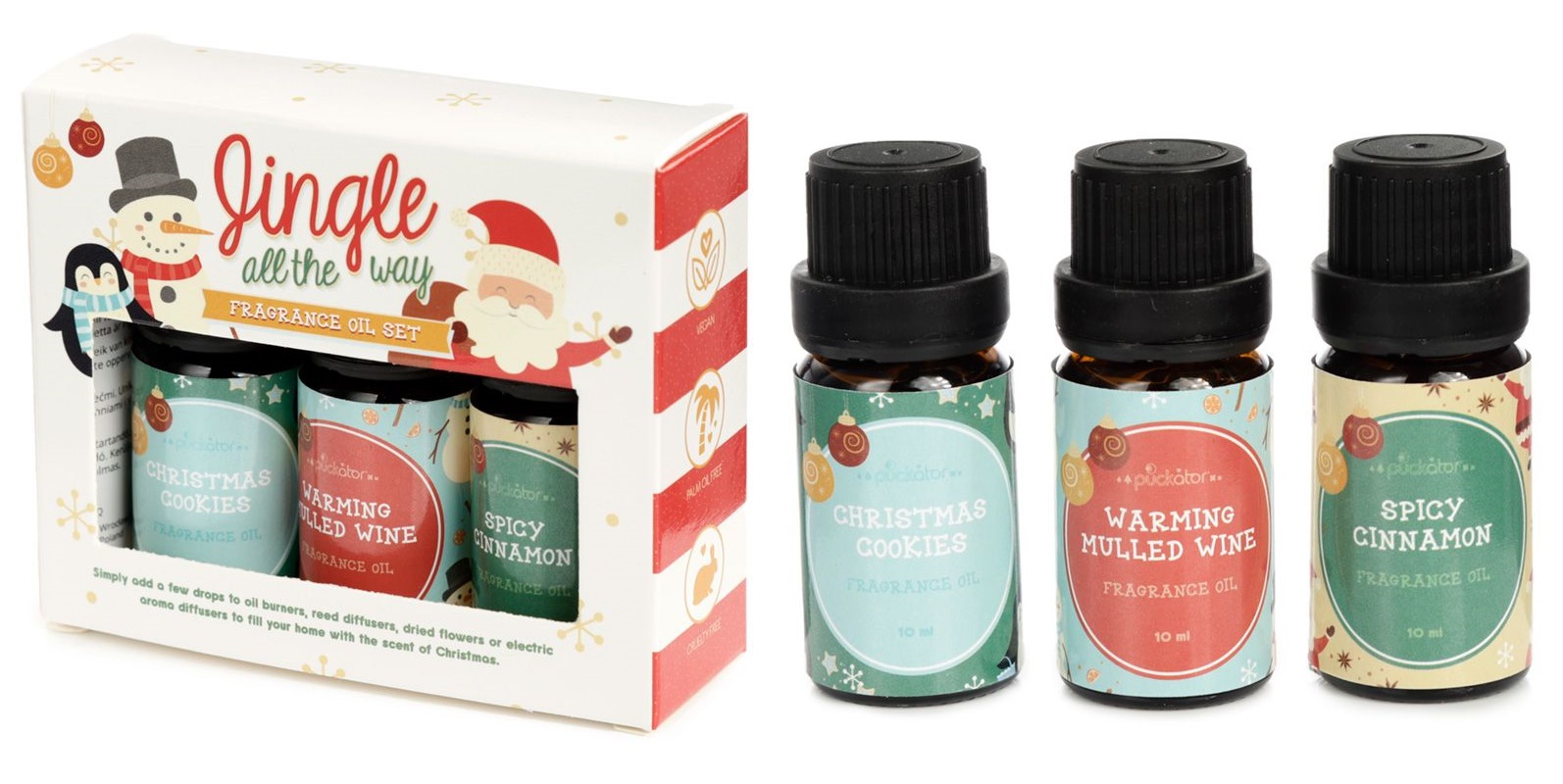 Jingle All the Way Eden Set of 3 Christmas Fragrance Oils - Cinnamon, Mulled Wine, Christmas Cookie