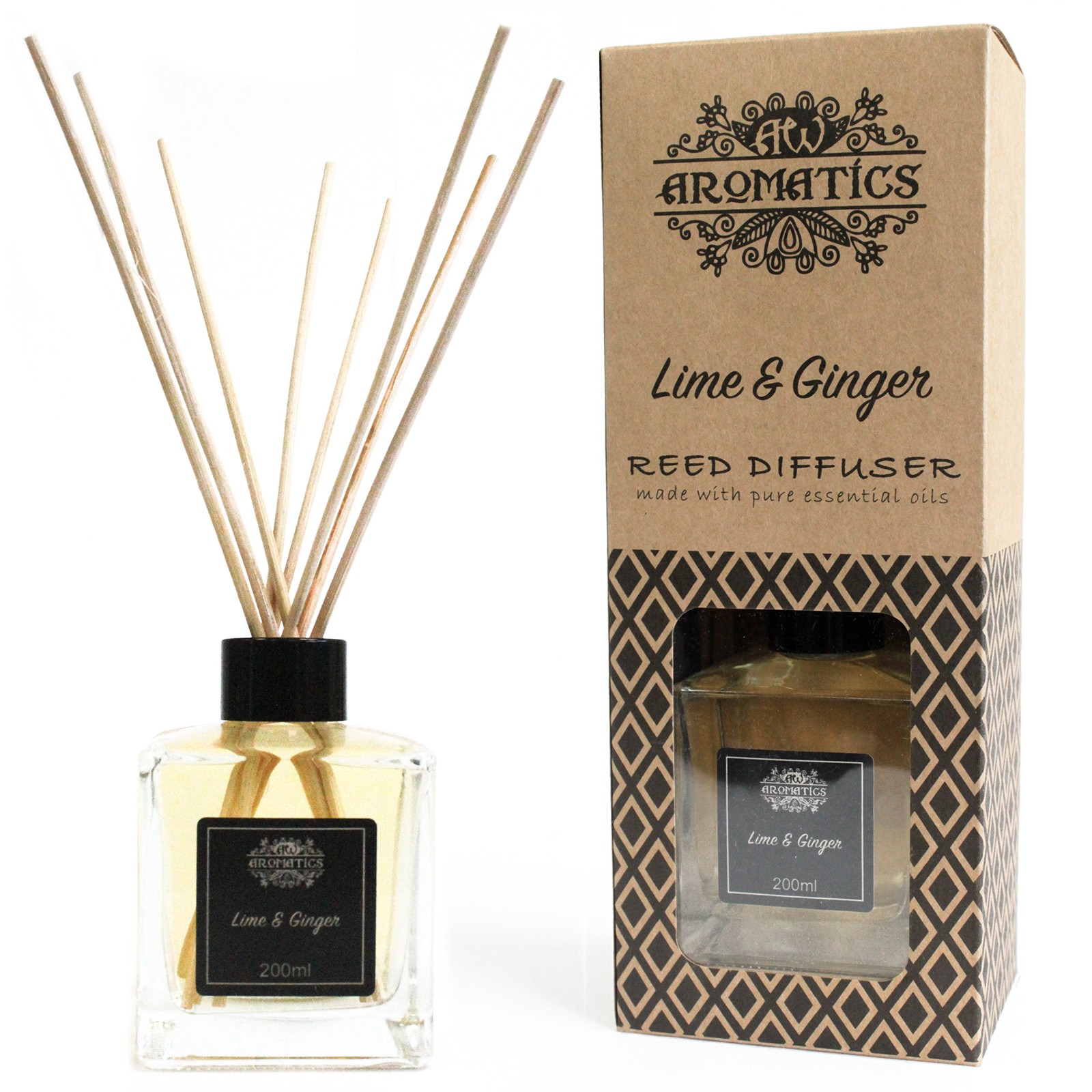 200ml Essential Oil Reed Diffuser - Lime & Ginger
