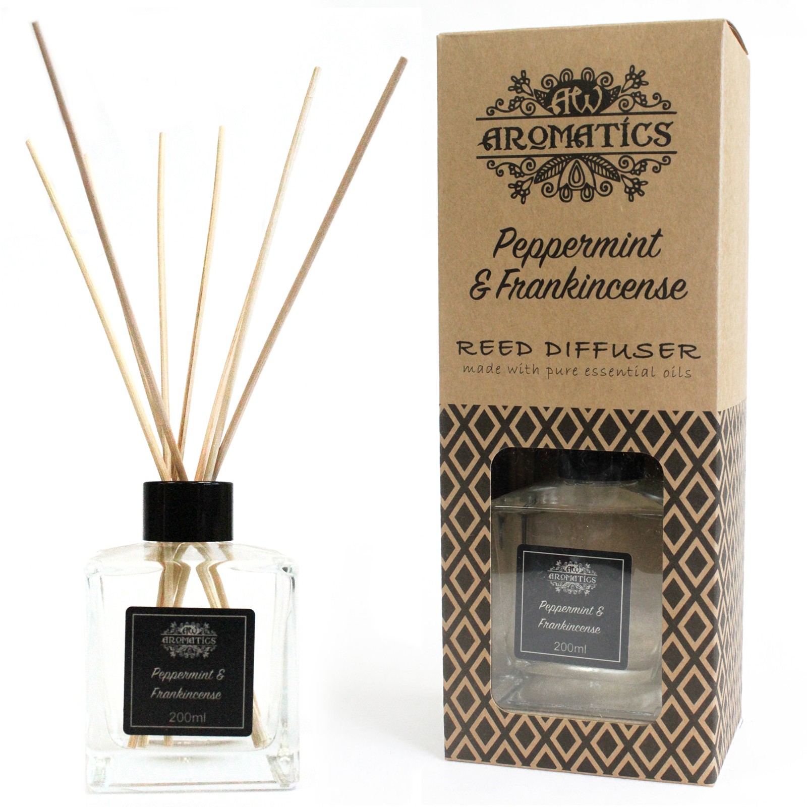 200ml Essential Oil Reed Diffuser - Peppermint & Frankincense