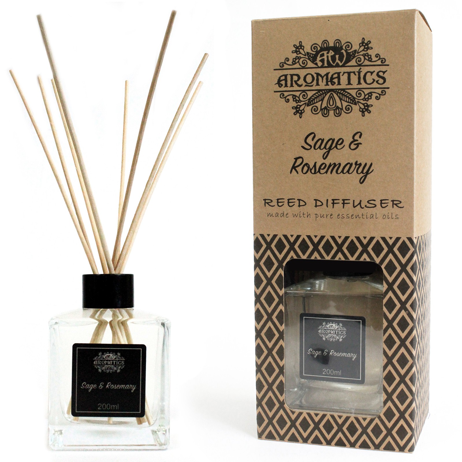 200ml Essential Oil Reed Diffuser - Sage & Rosemary