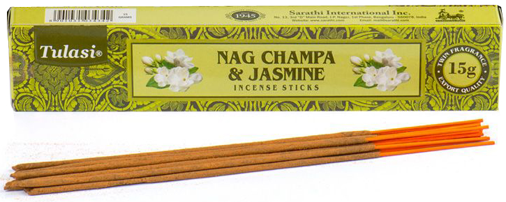 Tulasi Jasmine & Nag Champa Incense Sticks - 15g Pack