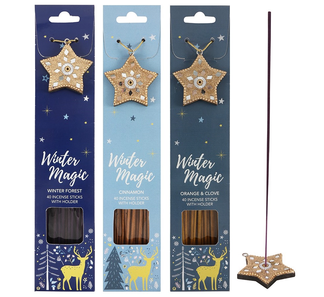 Winter Magic Incense Sticks - With A Sparkling Star Holder